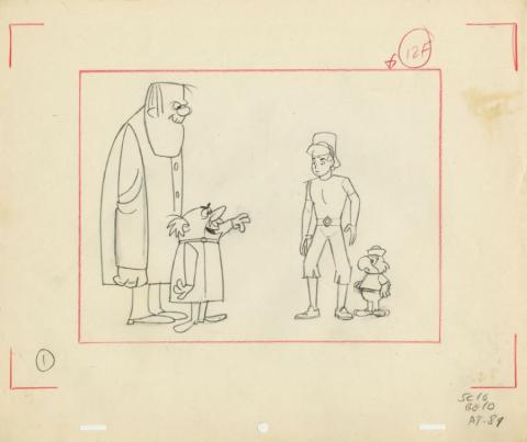 Sinbad Jr. and His Magic Belt Frankenstein Layout Drawing (c.1960s) - ID: jun22046 Hanna Barbera