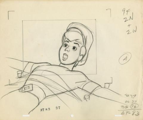 Sinbad Jr. and His Magic Belt Gulliver's Travels Layout Drawing (c.1960s) - ID: jun22047 Hanna Barbera