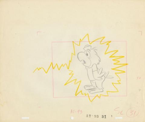 Sinbad Jr. and His Magic Belt Salty the Parrot Layout Drawing (c.1960s) - ID: jun22056 Hanna Barbera