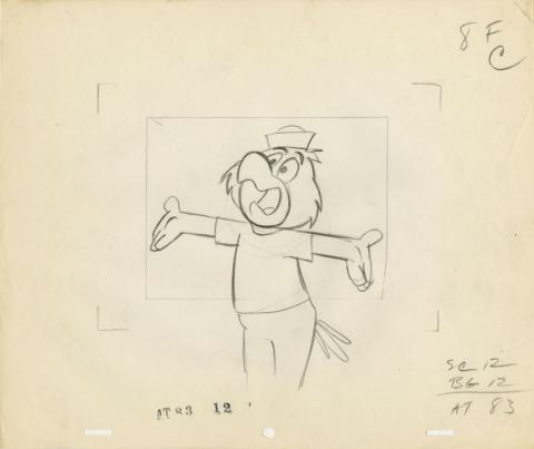 Sinbad Jr. and His Magic Belt Salty the Parrot Layout Drawing (c. 1960s) - ID: jun22068 Hanna Barbera