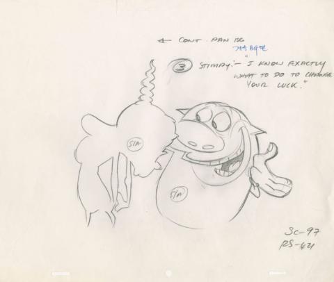 The Ren and Stimpy Show Superstitious Stimpy Layout Drawing (1995) - ID: jun23038 Nickelodeon
