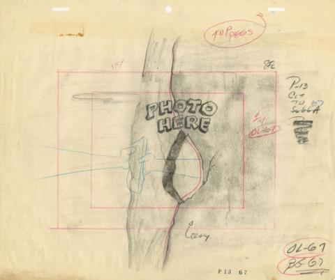The Flintstones “Girls’ Night Out” Background Layout Drawing (1961) - ID: marflintstones22303 Hanna Barbera