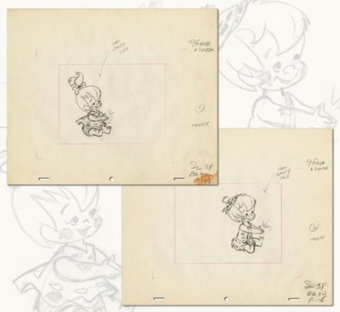 The Flintstones “Samantha” Pair of Layout Drawings (1965) - ID: may22591 Hanna Barbera