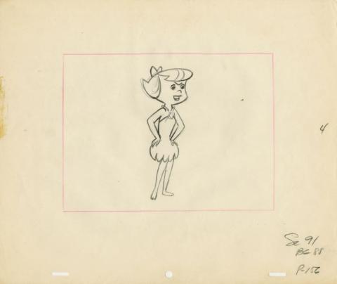 The Flintstones “Two Men and a Dinosaur” Layout Drawing (1966) - ID: may22595 Hanna Barbera