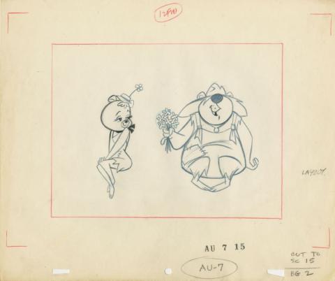 The Hillbilly Bears “Courtin Disaster” Layout Drawing (1965) - ID: may22607 Hanna Barbera