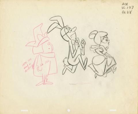 Winsome Witch “Have Broom Will Travel” Layout Drawing (1965) - ID: may22621 Hanna Barbera