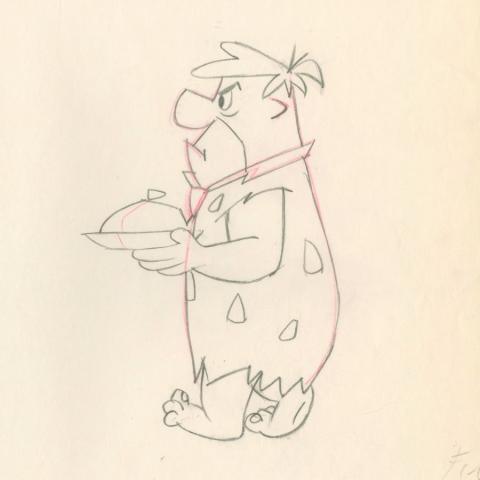 The Flintstones "The Girls' Night Out" Fred Flintstone Production Drawing (1961) - ID: may23558 Hanna Barbera