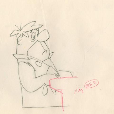 The Flintstones "The Girls' Night Out" Fred Flintstone Production Drawing (1961) - ID: may23566 Hanna Barbera