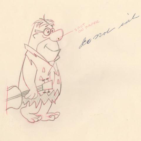 The Flintstones "The Girls' Night Out" Fred Flintstone Production Drawing (1961) - ID: may23573 Hanna Barbera