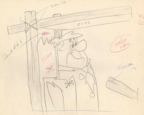 The Flintstones "The Girls' Night Out" Fred Flintstone Production Drawing (1961) - ID: may23574 Hanna Barbera
