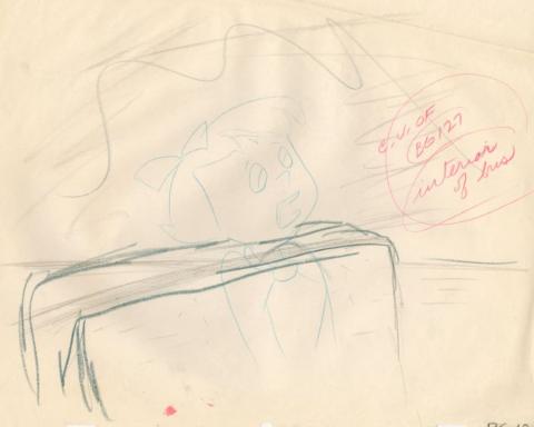 The Flintstones "The Girls' Night Out" Background Layout Drawing (1961) - ID: may23578 Hanna Barbera