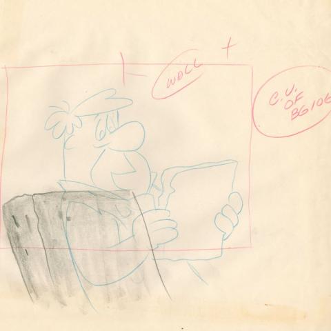 The Flintstones "The Girls' Night Out" Fred Flintstone Layout Drawing (1961) - ID: may23581 Hanna Barbera
