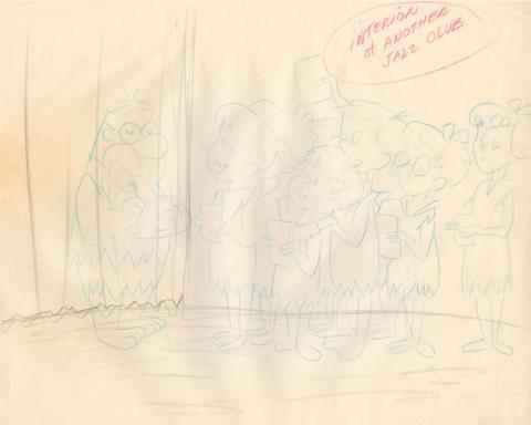 The Flintstones "The Girls' Night Out" Jazz Club Layout Drawing (1961) - ID: may23586 Hanna Barbera