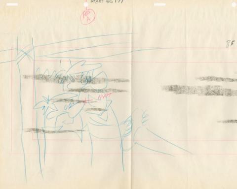 The Flintstones "The Girls' Night Out" Fred Flintstone Barney Rubble Layout Drawing (1961) - ID: may23587 Hanna Barbera