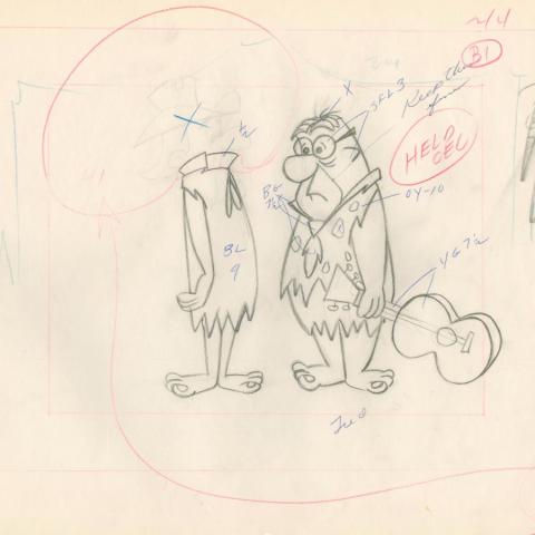The Flintstones "The Girls' Night Out" Fred Flintstone Layout Drawing (1961) - ID: may23591 Hanna Barbera