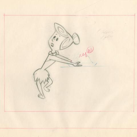The Flintstones "The Girls' Night Out" Wilma Flintstone Layout Drawing (1961) - ID: may23595 Hanna Barbera