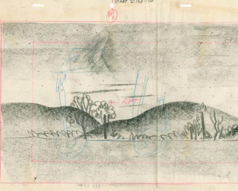The Flintstones “The Girls' Night Out” Background Layout Drawing (1961) - ID: may23671 Hanna Barbera