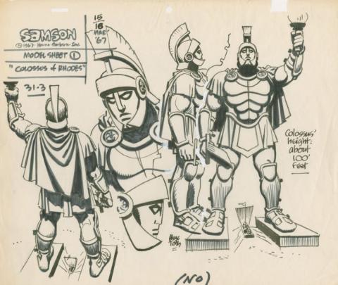 Hanna Barbera Samson & Goliath Colosuss of Rhodes Original Model Drawing by Alex Toth (1967) - ID: oct23039 Hanna Barbera