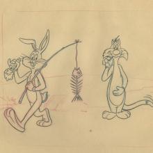 Warner Brothers Bugs Bunny and Sylvester Publicity Drawing - ID: febwarner9420 Warner Bros.
