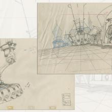 Space Ace Pair of Background Layout Drawings - ID: marspaceace21086 Don Bluth