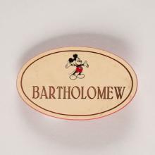 1970s-80s Disneyland Cast Member Bartholomew Name Tag - ID: apr22104 Disneyana