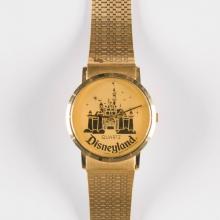 Disneyland Sleeping Beauty Castle Gold Monochrome Metal Band Watch - ID: augdisneyana21144 Disneyana