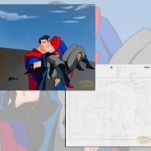 Justice League Superman & Batman Layout Drawing and Recreated Cel - ID: janjustice22135 Warner Bros.