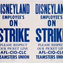 Disneyland Cast Member Strike Two-Sided Picket Sign - ID: mardisneyland22210 Disneyana