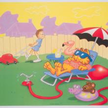 Garfield, Pooky, and John Yard Work Large PAWS Print - ID: margarfield22064 Film Roman