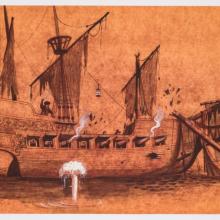 Pirates of the Caribbean Cannon Fire Concept Art Disneyland Print - ID: marpirates22150 Disneyana