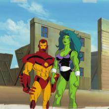 Iron Man and She Hulk Production Cel and Background  - ID: octhulk20251 Marvel