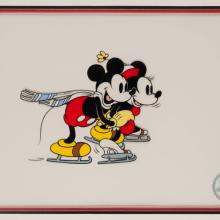 1980s Mickey and Minnie Mouse "On Ice" Limited Edition Sericel - ID: apr22144 Walt Disney