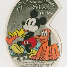 Vintage Mickey Mouse and Pluto Birthday Card (c.1940's/1950's) - ID: apr23207 Disneyana
