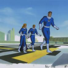 Fantastic Four Mr. Fantastic, Invisible Woman, and Human Torch Production Cel - ID: aug22624 Marvel
