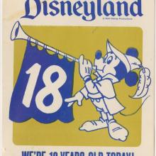 1973 Disneyland 18th Anniversary Cast Member Tag - ID: jan23209 Disneyana