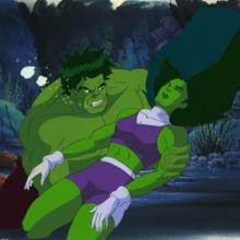 The Incredible Hulk and She-Hulk Production Cel and Background - ID: may22306 Marvel