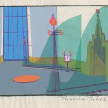 Tiny Toon Adventures Duck Dodgers Jr. Background Concept by Maurice Noble - ID: oct23030 Warner Bros.