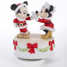 Mickey and Minnie Christmas Music Box Figurine (1986) - ID: 444-100 Disneyana