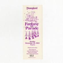 Fantasy on Parade Disneyland Christmas Event Ticket (1983) - ID: aug22128 Disneyana