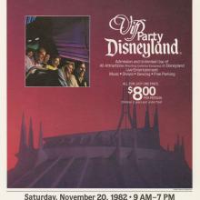 Disneyland VIP Party November 20th Window Advertisement (1982) - ID: aug22186 Disneyana