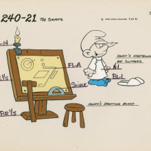 Smurfs Handy Smurf Drafting Board Model Cel (1981) - ID: feb24092 Hanna Barbera