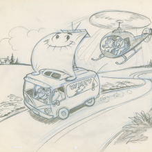 The New Shmoo Helicopter Getaway Development Drawing (1979) - ID: feb24100 Hanna Barbera