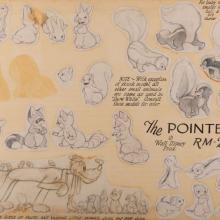 The Pointer Pluto and Forest Animals Original Hand-Drawn Model Sheet (1939) - ID: jul24173 Walt Disney