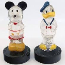 Mickey Mouse and Donald Duck Glass Perfume Bottles (c.1950s) - ID: julydisneyana21138 Disneyana