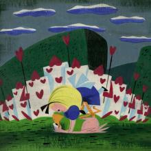 Alice in Wonderland Flamingo Croquet Concept by Mary Blair (c.1950s) - ID: jun22519 Walt Disney