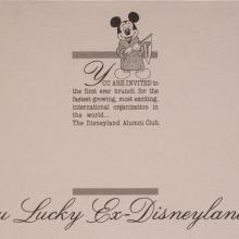 The Disneyland Alumni Club Event Invitation (1984) - ID: jun22726 Disneyana