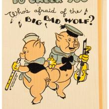 1930s Disney Three Little Pigs Get Well Soon Greeting Card - ID: may23074 Disneyana