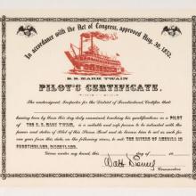 Frontierland S.S. Mark Twain Pilot's Certificate (1974) - ID: nov23343 Disneyana