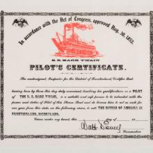 Frontierland S.S. Mark Twain Pilot's Certificate (1974) - ID: nov23344 Disneyana