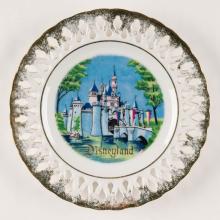 Disneyland Sleeping Beauty Castle Small Souvenir Lace Plate (c.1970s) - ID: nov23351 Disneyana